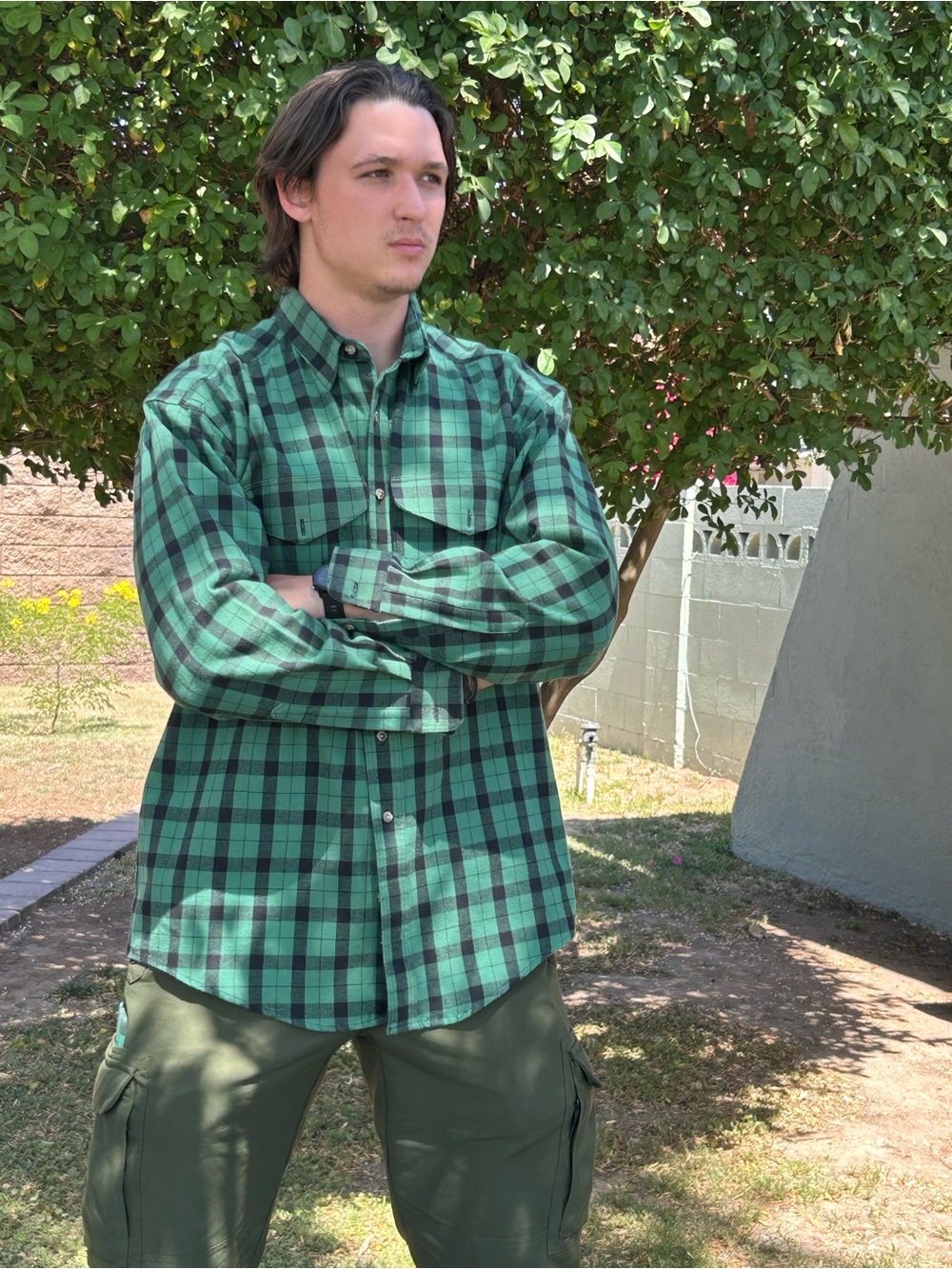Filson Alaskan Guide Men's Green Plaid Long-Sleeve Button-Down Shirt. Size XL.
